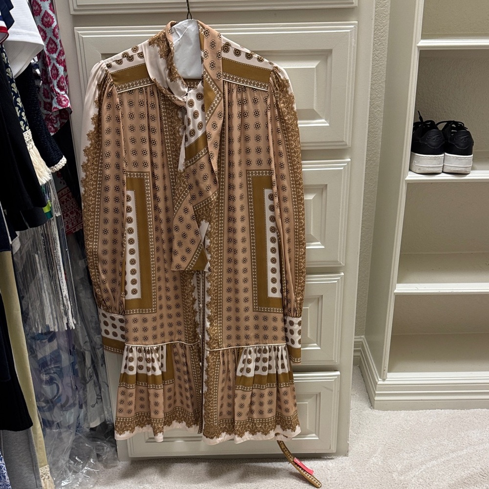 Zimmermann Brown and White Mini Dress